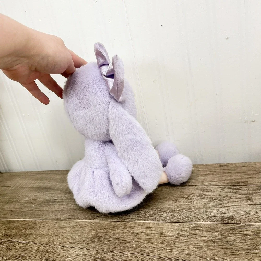 Gloveleya Purple Bunny Plush Girl Doll Satin Bow Pom Pom Trim 12 Inch Toy